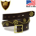 HTC ベルト メンズ 正規取扱店 HTC(Hollywood Trading Company) Belt #24 1.25 with End 1.25インチ ベルト ダークブラウンレザーxブラススタッズ