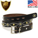 楽天THREE WOOD 楽天市場店正規取扱店 HTC（Hollywood Trading Company） Belt #D-Style Mix Studs 1.00 1インチ ベルト ブラックレザーxシルバースタッズxブラススタッズ