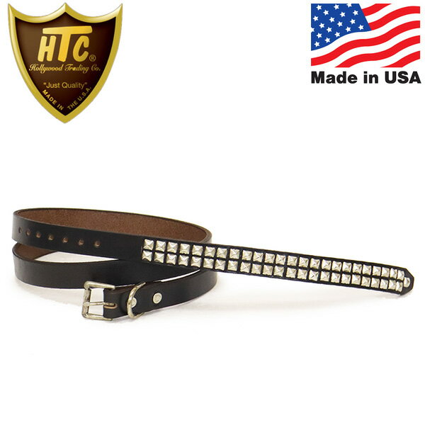 HTC ベルト メンズ 正規取扱店 HTC(Hollywood Trading Company) Belt End Only #14 2Line 0.75インチ ベルト ブラックレザーxシルバースタッズ