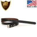 正規取扱店 HTC(Hollywood Trading Company) Belt End Only #14 2Line 0.75インチ ベルト ブラックレザーxブラックスタッズ