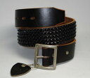 スタッズベルト ベルト（メンズ） 正規取扱店 HTC(Hollywood Trading Company) #14 5 row Pyramid Black Studs Belt(5連ピラミッドブラックスタッズベルト) ブラックレザーxブラックスタッズ