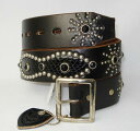 正規取扱店 HTC(Hollywood Trading Company) 53 Overlay Peanut Snake Belt(オーバーレイピーナッツスネークベルト) ブラックレザー×ブラックラインストーンx silver