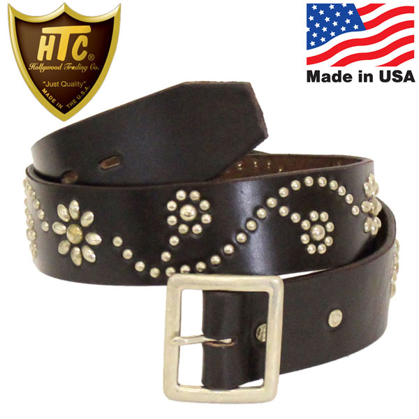 正規取扱店 HTC(Hollywood Trading Company) #24 FLOWER BELT(フラワーベルト) ブラックレザー×シルバースタッズ