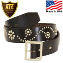 正規取扱店 HTC(Hollywood Trading Company) 24 FLOWER BELT(フラワーベルト) ブラックレザー×シルバースタッズ