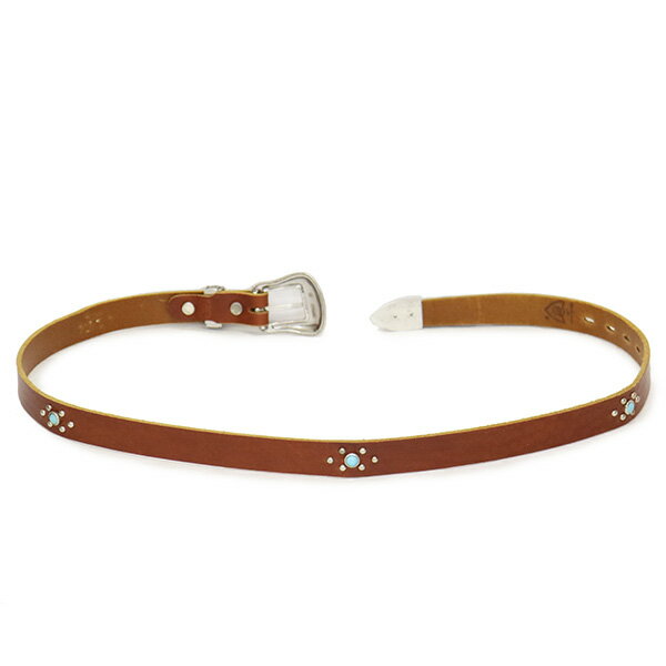 正規取扱店 HTC(Hollywood Trading Company) SD Belt #Western B TQ 1.00インチ ベルト ライトブラウンレザーxシルバースタッズxターコイズ