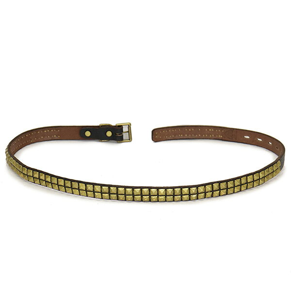 正規取扱店 HTC(Hollywood Trading Company) Belt #EMB19 14 2 Line 1.0インチ ベルト ブラックレザーxブラススタッズ