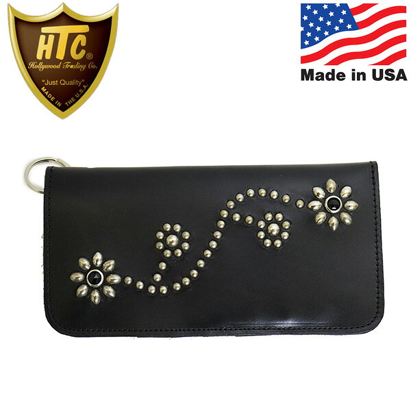 正規取扱店 HTC(Hollywood Trading Company) T-1 Wallet #24S ロングウォレット ブラックレザーxシルバースタッズxブ...