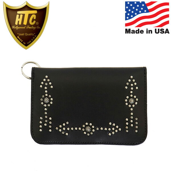 U, 吉 - 正規取扱店 HTC(Hollywood Trading Company) T-2 Wallet #BONE&ARROW Umbrella ミディアムウォレット ブラックレザーxシルバースタッズ