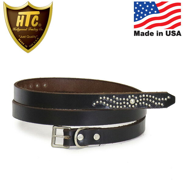 正規取扱店 HTC(Hollywood Trading Company) Belt End Only #S-Wind Studs 0.75インチ ベルト ブラックレザーxシルバースタッズ