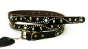 正規取扱店 HTC(Hollywood Trading Company) SN-32-TQ Turquoise Narrow Studs Belt(ターコイズナロースタッズベルト）ブラックレザーxシルバースタッズ