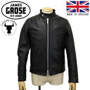 ジェームスグロース ライダースジャケット メンズ 正規取扱店 JAMES GROSE (ジェームスグロース) MEN'S DOVER JACKET COW メンズ ドーバージャケット カウハイド BLACK JG031