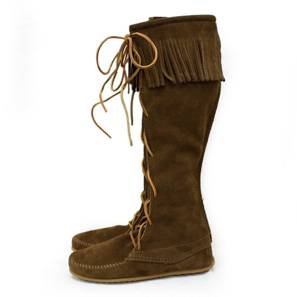 スーパーセール　正規取扱店 MINNETONKA(ミネトンカ) Front Lace Hardsole Knee High Boot(フロントレースニーハイブーツ)#1428 DUSTYBROWN MT050