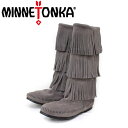 sale セール 正規取扱店 MINNETONKA(ミネトンカ)Calf Hi 3-Layer Fringe Boot(カーフハイ3レイヤーフリンジブーツ) 1631T GREY レディース MT052