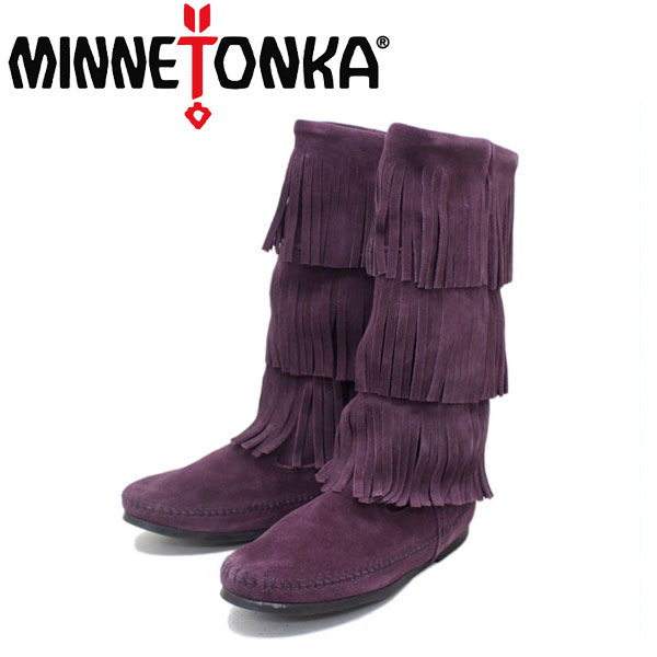 ミネトンカ 【楽天スーパーSALE】 正規取扱店 MINNETONKA(ミネトンカ)Calf Hi 3-Layer Fringe Boot(カーフハイ3レイヤーフリンジブーツ)#1632F PLUM レディース MT269