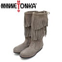 sale セール 正規取扱店 MINNETONKA(ミネトンカ)Calf Hi 2-Layer Fringe(カーフハイ2レイヤーフリンジ) 1681T GRAY SUEDE レディース MT175