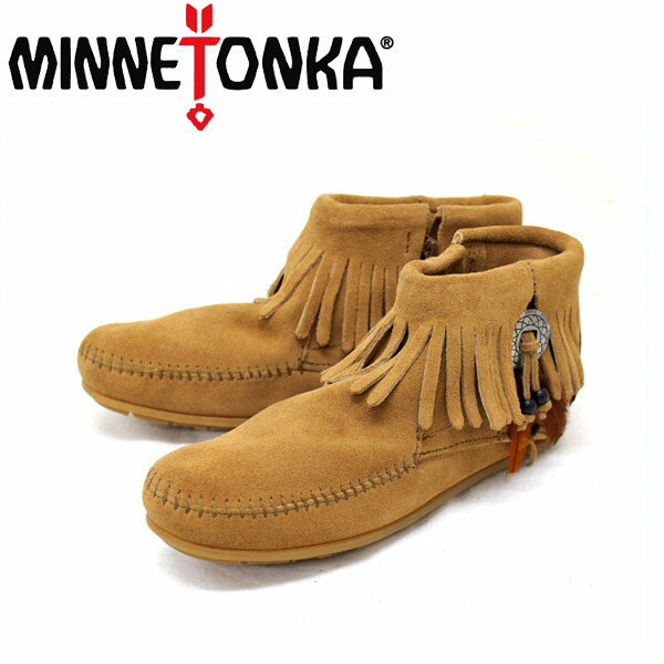 【楽天スーパーSALE】 正規取扱店 MINNETONKA(ミネトンカ) Concho Feather Side Zip Boot(コンチョフェザーサイドジップブーツ) 527T TAUPE レディースMT047