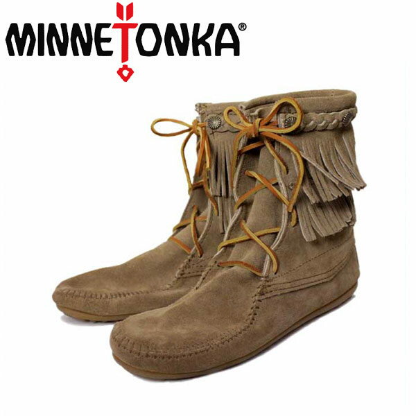 ミネトンカ 【楽天スーパーSALE】正規取扱店 MINNETONKA(ミネトンカ)Double FringeTramper Boot(ダブルフリンジ トランパーブーツ)#627T TAUPE レディース MT035