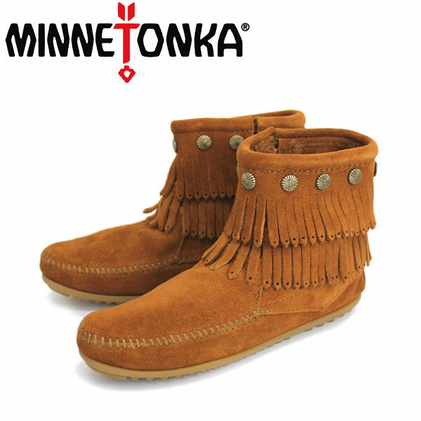 ミネトンカ 【楽天スーパーSALE】 正規取扱店 MINNETONKA(ミネトンカ)Double Fringe Side Zip Boot(ダブルフリンジ サイドジップブーツ)#692 BROWN レディース MT019