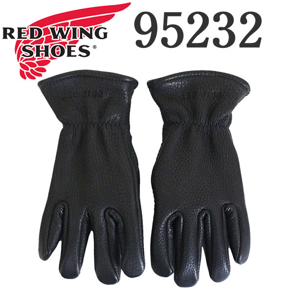 正規取扱店 2020年 新作 REDWING (レッドウィング) 95232 Leather Gloves レザーグローブ Lined Black Buckskin 裏地付 ブラック 鹿革