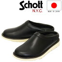 正規取扱店 Schott (ショット) S23004 Leather Clog クロッグ レザーシューズ BLACK 日本製 SCT006