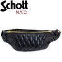 正規取扱店 Schott (ショット) 3109023 PADDED BODY BAG パデッド レザーボディバッグ 08-BLACK/GOLD