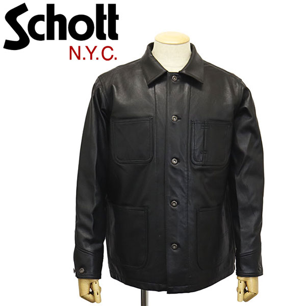 楽天THREE WOOD 楽天市場店正規取扱店 Schott （ショット） 3111050 LAMB LEATHER COVERALL JKT カバーオール レザージャケット 09BLACK