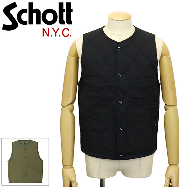 ショット インナーダウン メンズ 正規取扱店 Schott (ショット) 3112080 QUILTING WORK VEST キルティング ワークベスト 全2色