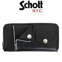 K戵X Schott (Vbg) 3129110 LEATHER RIDERS ZIP WALLET U[ C_[X Wbv OEHbg z 09BLACK