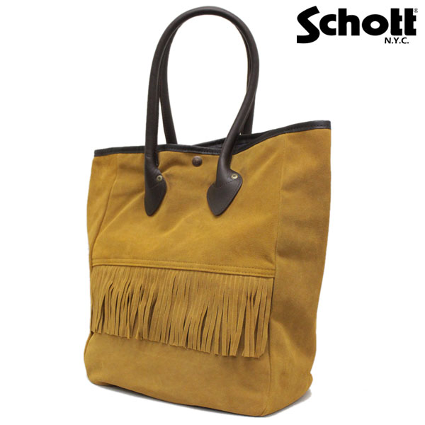 【楽天スーパーSALE】 正規取扱店 SCHOTT(ショット) 4312 SPLIT FRINGE TOTE BAG(フリンジトートバッグ) TOBACCO(L.BROWN) ライトブラウン