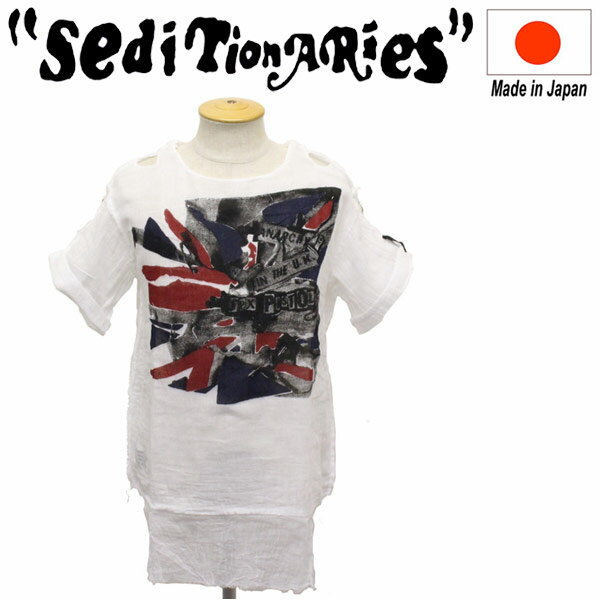 谷Ź SEDITIONARIES by 666 (ǥʥ꡼) MUSLIN TOP S/S ॹȥå Ⱦµ  ANARCHY FLAG ۥ磻 STM0011