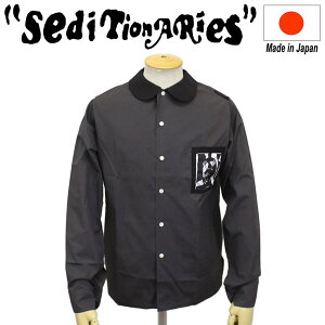 正規取扱店 SEDITIONARIES by 666 (セディショナリーズ) Patched Peter Pan shirt L/S パッチドピーターパンシャツ 長袖 グレー/ブラック STS0015