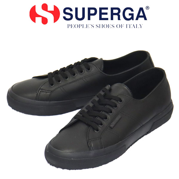 スペルガ レザースニーカー メンズ 正規取扱店 SUPERGA (スペルガ) 2A8115BW 2750-NAPLNGCOTU レザースニーカー ADM TOTAL BLACK SPG042