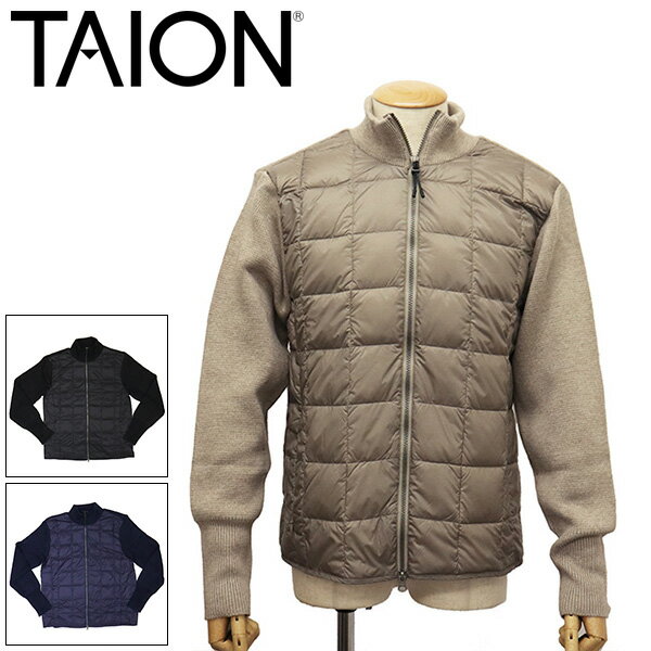 正規取扱店 TAION (タイオン) 102AWZSN HI NECK KNIT+DOWN JACKET BACK STYLE KNIT ベーシック ハイネックWジップ ダウン＋ニット ジャケット TA014 全3色