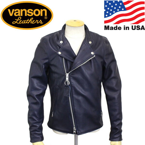 【楽天スーパーSALE】 正規取扱店 VANSON (バンソン) Chopper minus(チョッパーマイナス) ライダース レザージャケット NAVY