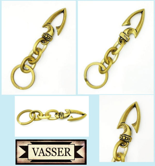 正規取扱店 VASSER Spear Hook & Hand Bend Oval Links Key Chain(スピアーフック&オーバルリンクスキーチェーンアンティークブラス) 3