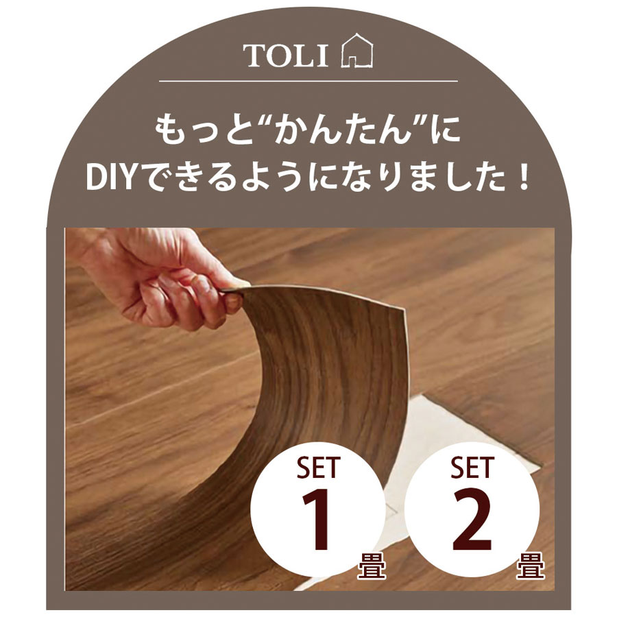 東リ ピタフィー2畳セット 【すぐ貼れる! 設置前のおそうじキット付き】土日祝配送指定OK【時間帯指定OK】フローリング 置くだけ 吸着床タイル（24枚）賃貸物件OK 江戸間2畳分(約3.24平米) 2