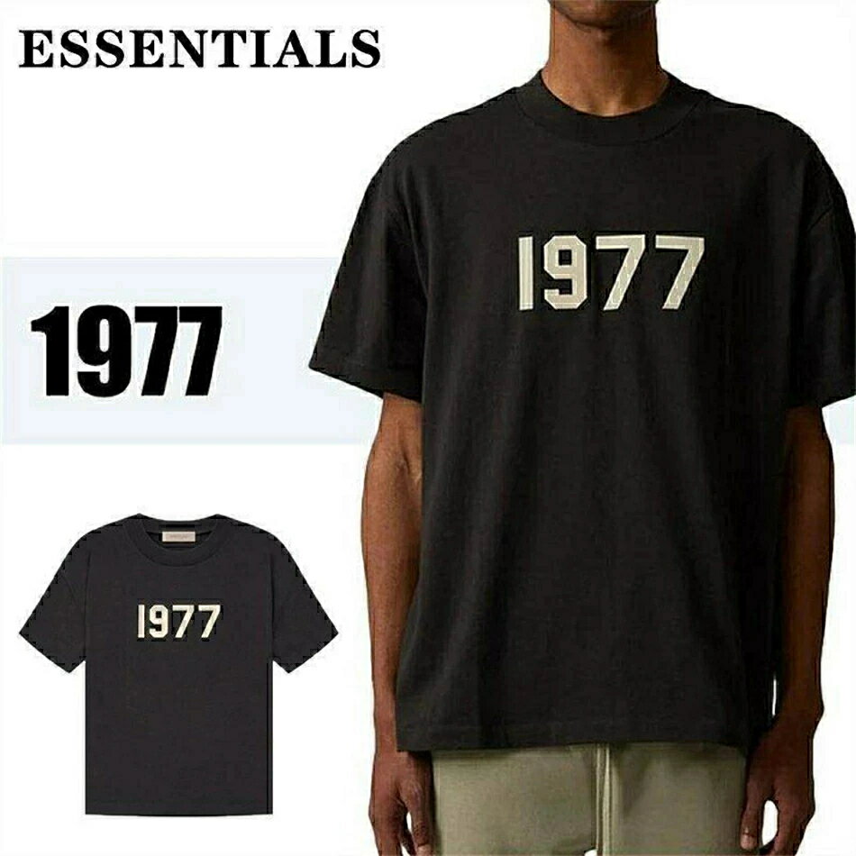 �ִ��ָ��ꥻ�����ESSENTIALS ���å��󥷥�륺 T����� Ⱦµ ��� ��ǥ����� 1977 Logo T-Shirt ���� T����� �֥�å�