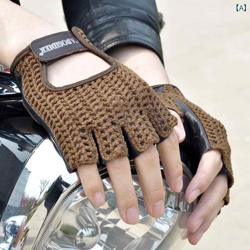 【送料無料】黒 緑 カーキ 牛革 サイクリング アウトドア スポーツ ウール ニット 摩耗 耐 滑り止め ドライビング メンズ グローブ(4)