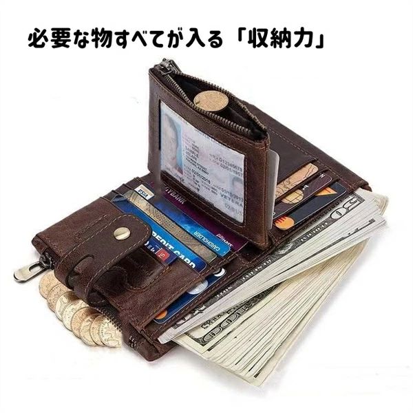 レシ 記念日 誕生日 財布 ギフト デザイン 3color 人気 大容量 財布 スキミング防止 ウォレット 本革レザー 二つ折り財布 メンズ