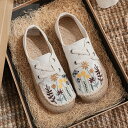 【楽天スーパーsale限定50%OFF】スリッポン レディース 軽量 スリッポン 布 綿麻 刺繍 パンプス 20代 30代 40代 50代 新作 靴 夏 スニー...