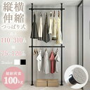 つっぱり式ハンガーラック 2段 伸縮 高さ 110-310cm 幅 75-120cm 突っ張り スリム コンパクト 省スペース おしゃれ インテリア 収納家具 衣類収納 洋服掛け 室内干し デッドスペース解消 壁面収納 ポールハンガー 大容量 空間活用