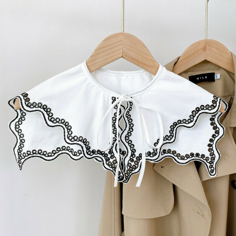 全店2点5%OFF【送料無料】付け襟 つけ襟 レディース 女性用 レース フェイクカラー 花柄 フラワー かわいい おしゃれ 重ね着 レイヤード ホワイト 白 ナチュラル