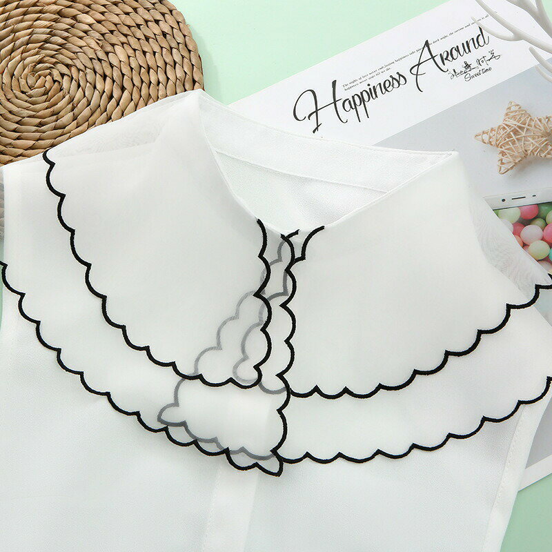 全店2点5%OFF【送料無料】つけ襟 付け襟 レディース 女性 ファッション雑貨 シフォン 透け感 ティア?ド ビックカラー 重ね着風 ブラウス風 インナータイプ ホワイト シック フォーマル シンプル かわいい キュート フェミニン ガーリー