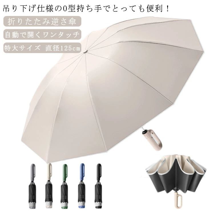 全店2点5%OFF【送料無料】紫外線遮断 暑さ対策 撥水 風に強い ワンタッチ 大きめ O型 吊り下げ 軽量 自動開閉 折りたたみ 晴雨兼用 直径約125cm 遮熱