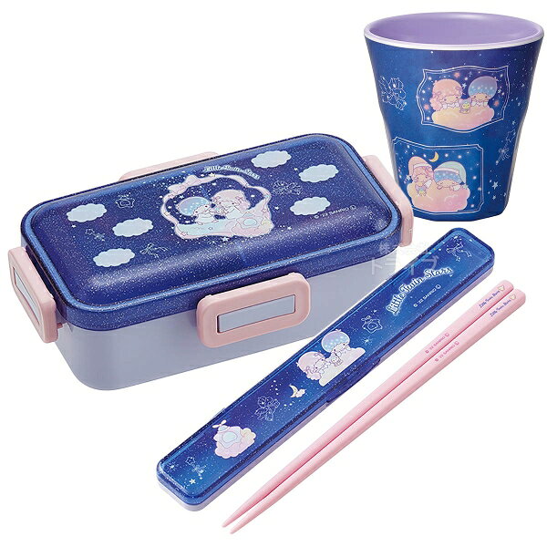 リトルツインスターズ 抗菌 4点ロックお弁当箱 箸＆箸箱 タンブラー セット PFLB6AGのサムネイル