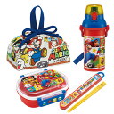 スーパーマリオ お買得4点セット 抗菌 お弁当箱 中子付 360ml 箸&箸箱 巾着 プラ水筒