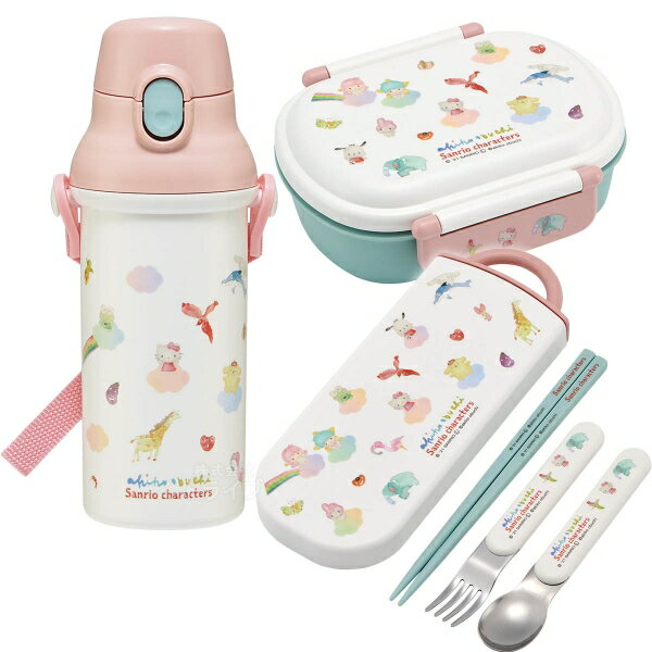 サンリオキャラクターズ 抗菌 お弁当箱 中子付 360ml トリオ プラ水筒 480ml セット QAF2BAAGのサムネイル