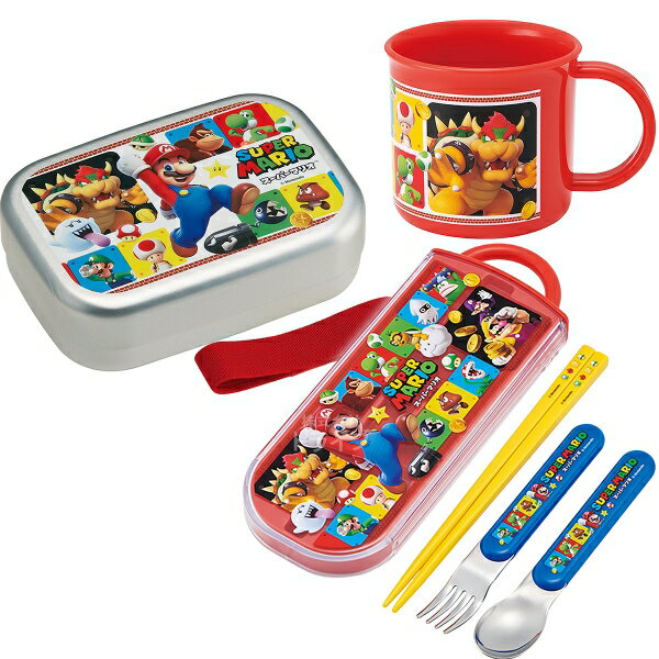 スーパーマリオ アルミお弁当箱 370ml トリオ コップセット