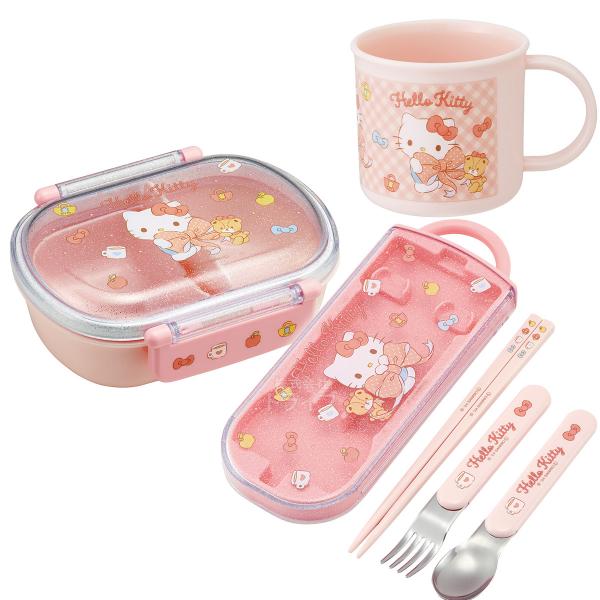 ハローキティ ビッグリボン 抗菌 お弁当箱 中子付 360ml トリオ コップセット