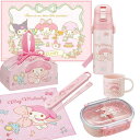 マイメロディ ビッグリボン お買得7点セット 抗菌 お弁当箱 中子付 360ml 箸&箸箱 コップ 水筒 巾着 レジャーシート ランチクロス